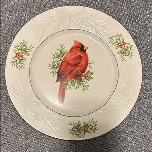 Lenox winter greetings red cardinal 9” carved accent plate
